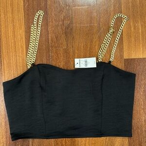 NWT Black and Gold Chain Crop Top